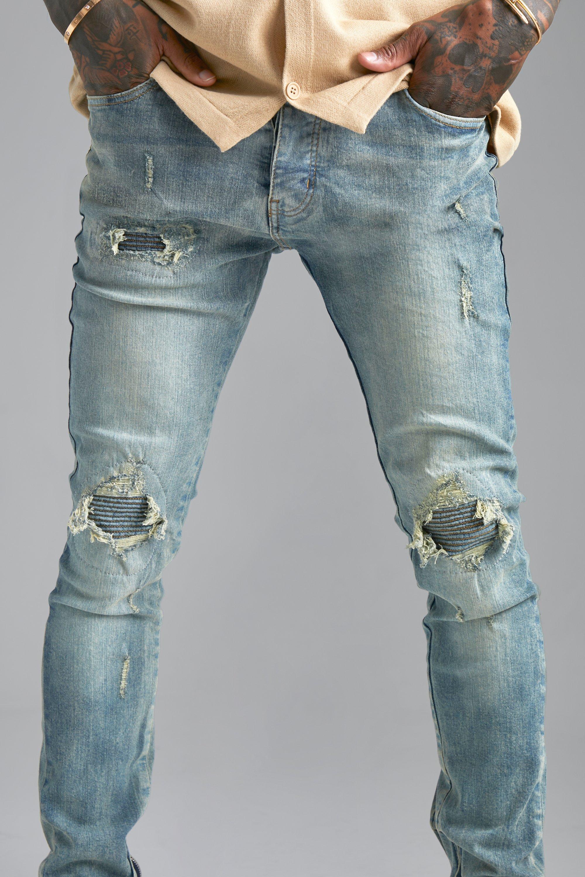 Jean style biker homme sale